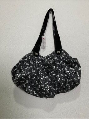 Charming Charlie Sequin Bow-Print Black Shoulder Bag